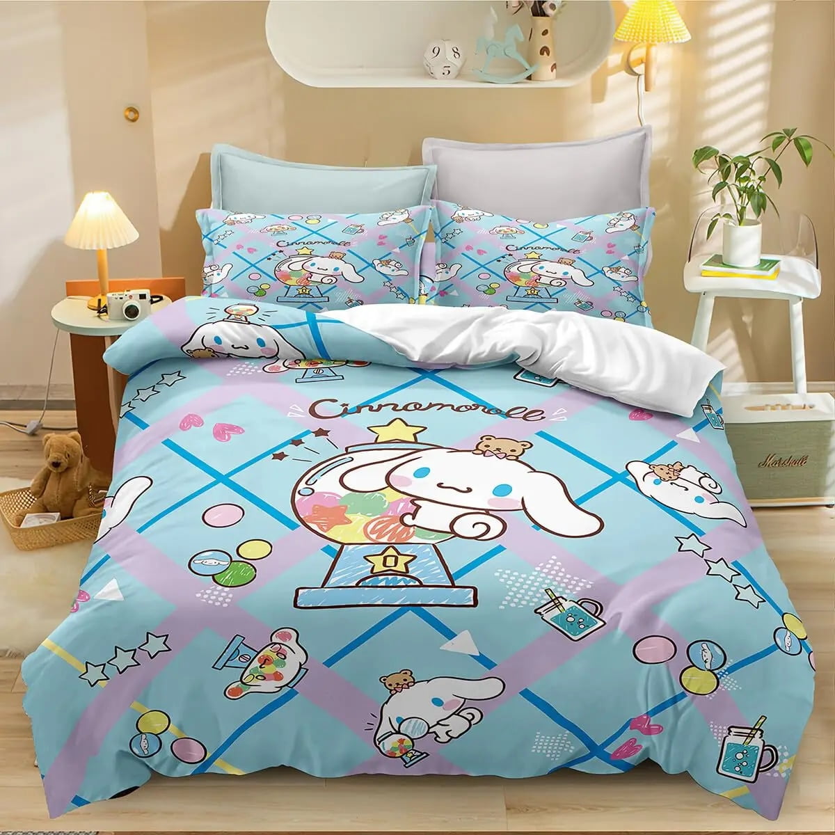 Cinnamoroll Cartoon Anime Cute Duvet Cover Bedding Set Full Size Queen ...