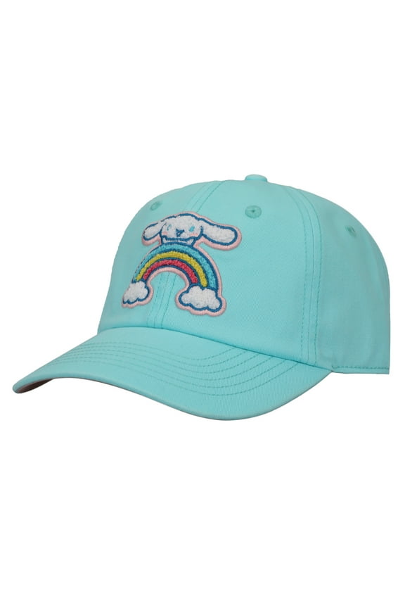 Cinnamoroll Chenille Character Patch Men's Teal Washed Cotton Twill Baseball Cap