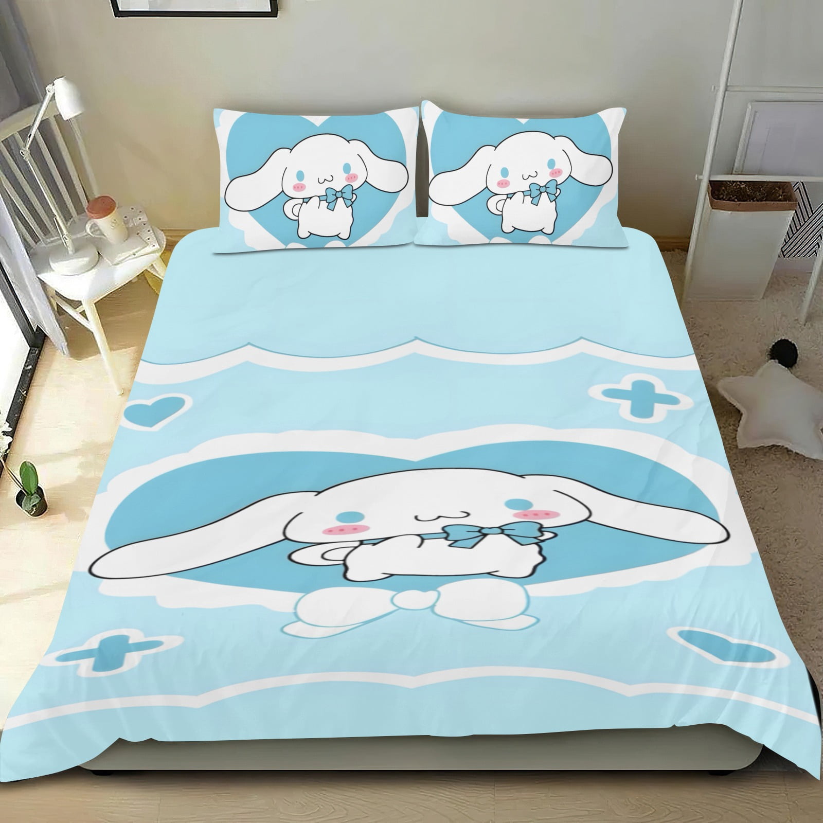 Cinnamoroll Cinnamon themed sheet set, three-piece, plush，standout design, machine-washable ...