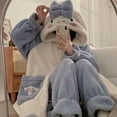 thumbnail image 1 of Cinnamoroll Coral velvet Pajama lady Autumn winter velvet thickened mid-length nightgown lady flannel homewear set, 1 of 8