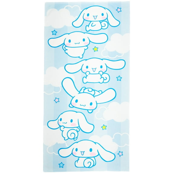 Cinnamoroll Cotton Beach Towel, 30" X 60", Sanrio Hello Kitty & Friends