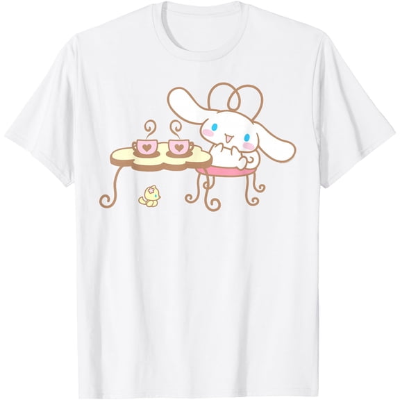 Cinnamoroll Cute Café Table DTG Print Unisex T-Shirt,White Color,Size 3T