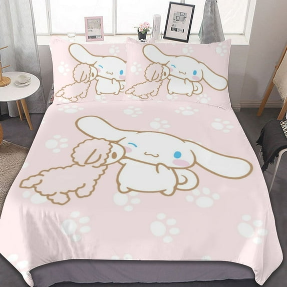 Cinnamoroll Duvet Cover Set 3-Piece Bedding Set Soft Warm And Comfortable Soft Bed Set with 1 Duvet Cover And 2 Pillowcases for Bedroom All Season 79"x90"