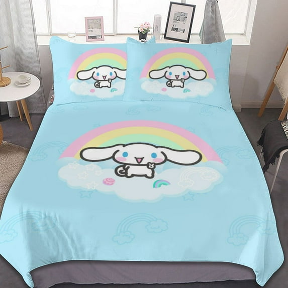 Cinnamoroll Duvet Cover Set 3-Piece Bedding Set Soft Warm And Comfortable Soft Bed Set with 1 Duvet Cover And 2 Pillowcases for Bedroom All Season 79"x90"
