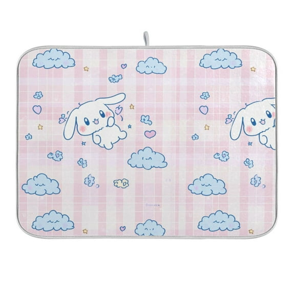 Cinnamoroll Flying in Sky Dish Drying Mat 16x18 Absorbent Microfiber Draining Rack Pad for Kitchen Counter Sink