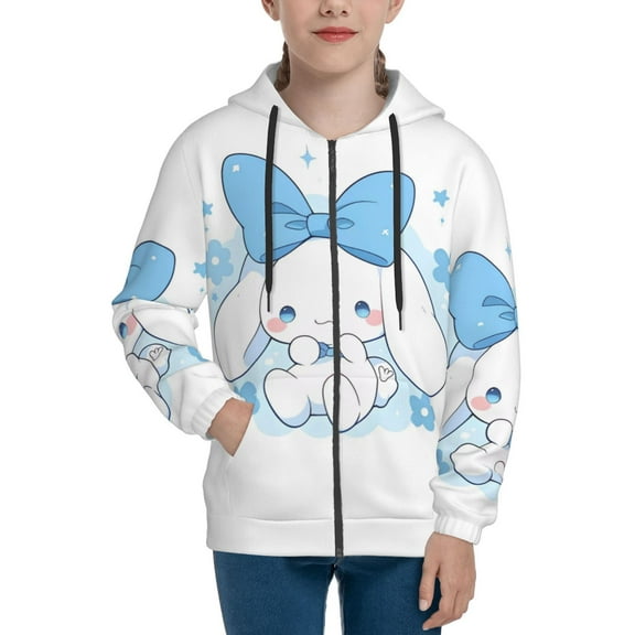 Cinnamoroll Girls Hoodie Sweatshirt Full Zip Jacket Casual Teens Hoodie with Pocket S7-8