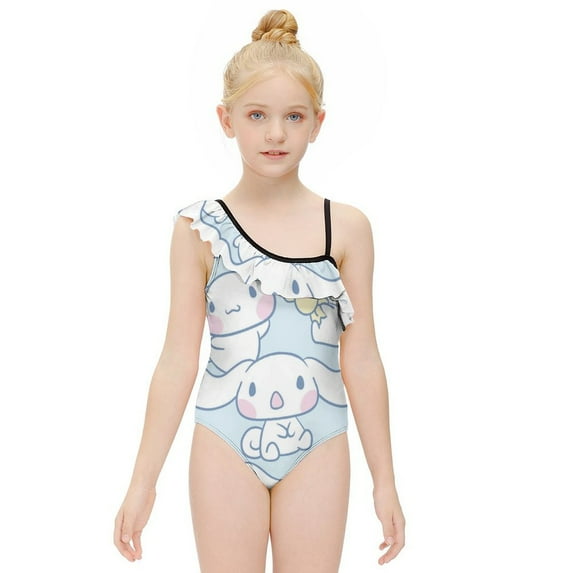 Cinnamoroll Girls One Piece Swimsuits Hawaiian Ruffle Swimwear Beach Bathing Suit Outfits