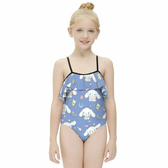Cinnamoroll Girls One Piece Swimsuits Hawaiian Ruffle Swimwear Beach Bathing Suit Outfits