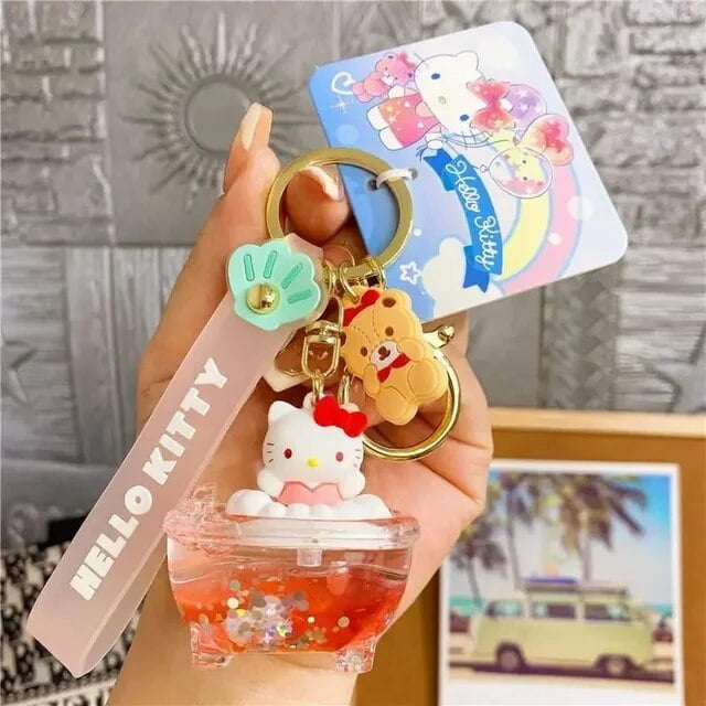 Cinnamoroll Hello kitty Kuromi creative bathtub keychain Sanrio cartoon