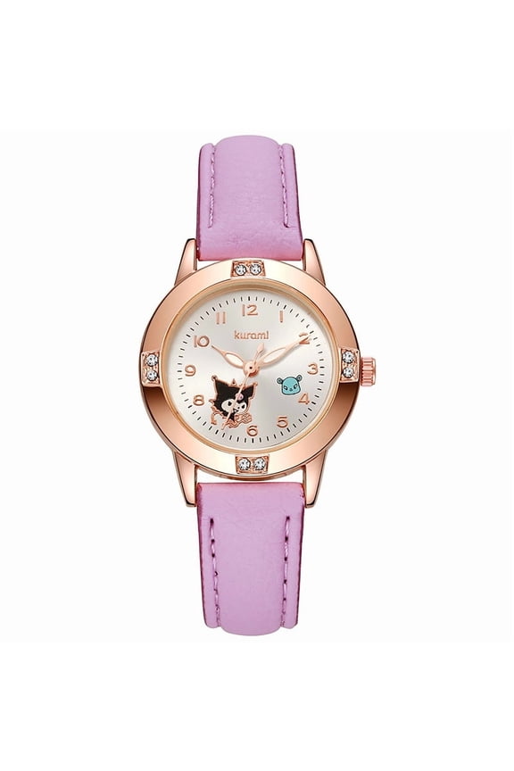 Cinnamoroll Kuromi KT Cat Quartz Watch Alloy Diamond-encrusted Leather Band Watch Niche Fashion Watch