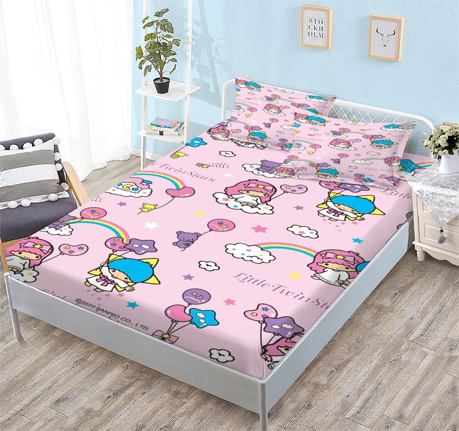Cinnamoroll Kuromi Melody fitted bed sheet 3pcs set (fitted sheet+2 ...