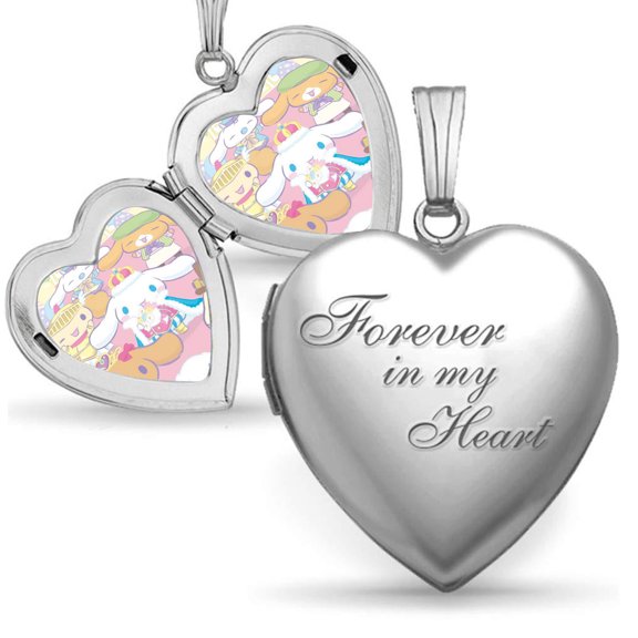 Cinnamoroll Love Locket Necklace, Can Hold Photos Polished Locket Necklace Birthday Gift