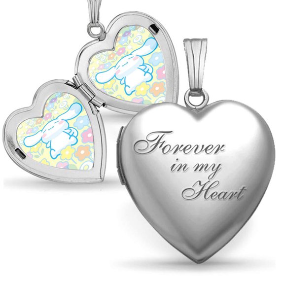 Cinnamoroll Love Locket Necklace, Can Hold Photos Polished Locket Necklace Birthday Gift