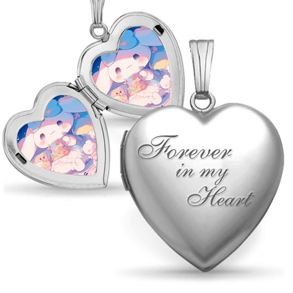Cinnamoroll Love Locket Necklace, Can Hold Photos Polished Locket Necklace Birthday Gift
