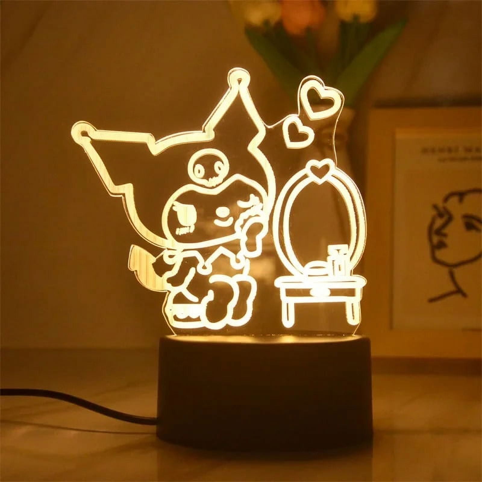 Cinnamoroll My Melody Kuromi 3D LED Night Light Warm White Anime Kawali ...