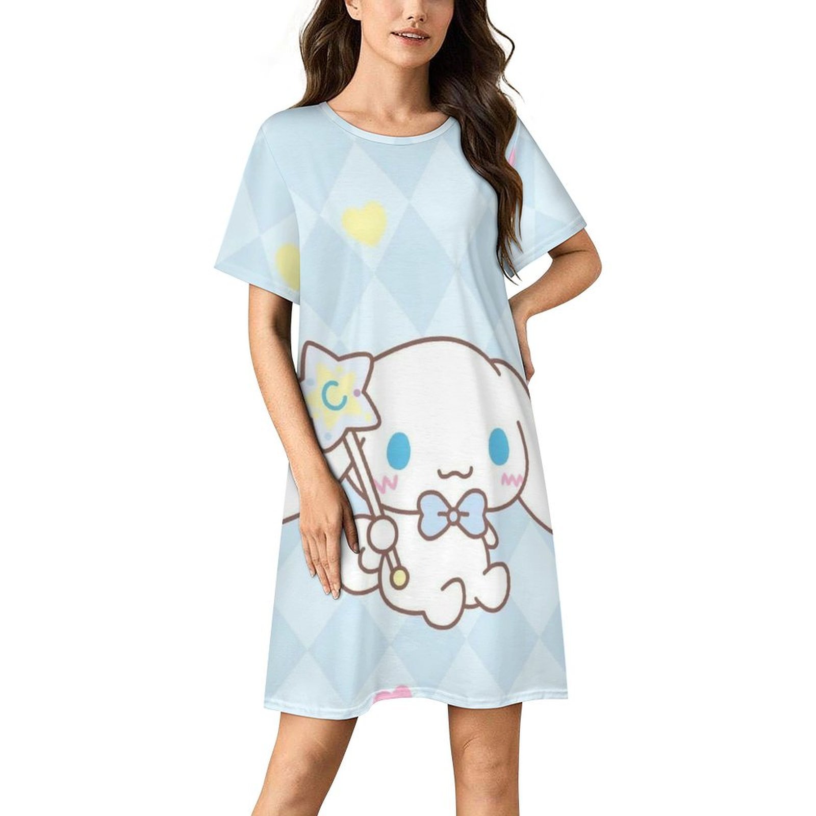 Tropical Ocean Beach Print Sleep Shirt For Women – Short Sleeve Nightgown, Soft Pullover Pajama