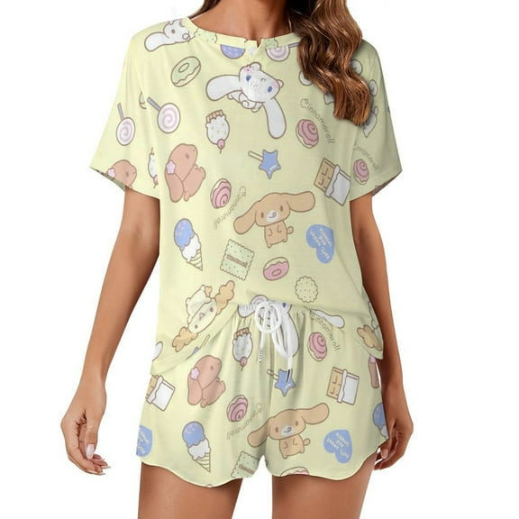Cinnamoroll Pajamas for Women Short Sleeve Pajamas Set Cinnamoroll Merch