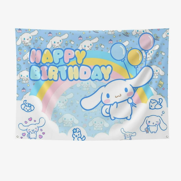 Cinnamoroll Party Supplies Happy Birthday Banner 7*5FT Large Size Cinnamoroll Party Decoration