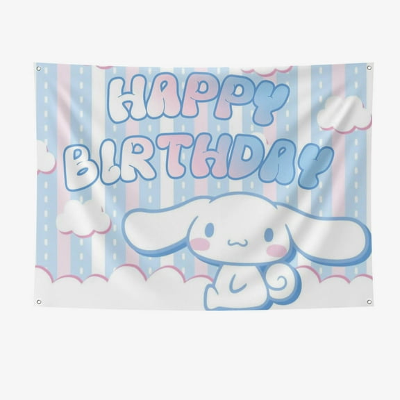 Cinnamoroll Party Supplies Happy Birthday Banner 7*5FT Large Size Cinnamoroll Party Decoration