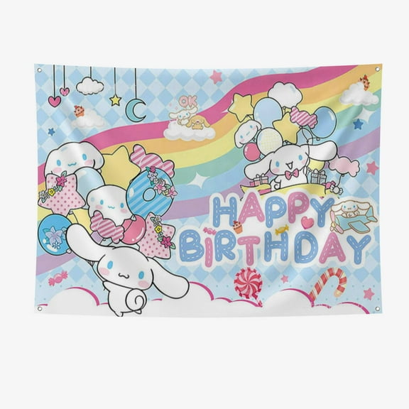 Cinnamoroll Party Supplies Happy Birthday Banner 7*5FT Large Size Cinnamoroll Party Decoration
