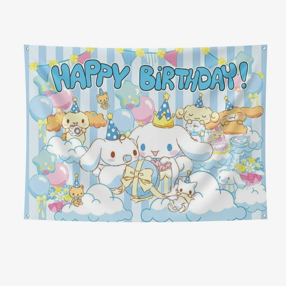 Cinnamoroll Party Supplies Happy Birthday Banner 7*5FT Large Size Cinnamoroll Party Decoration