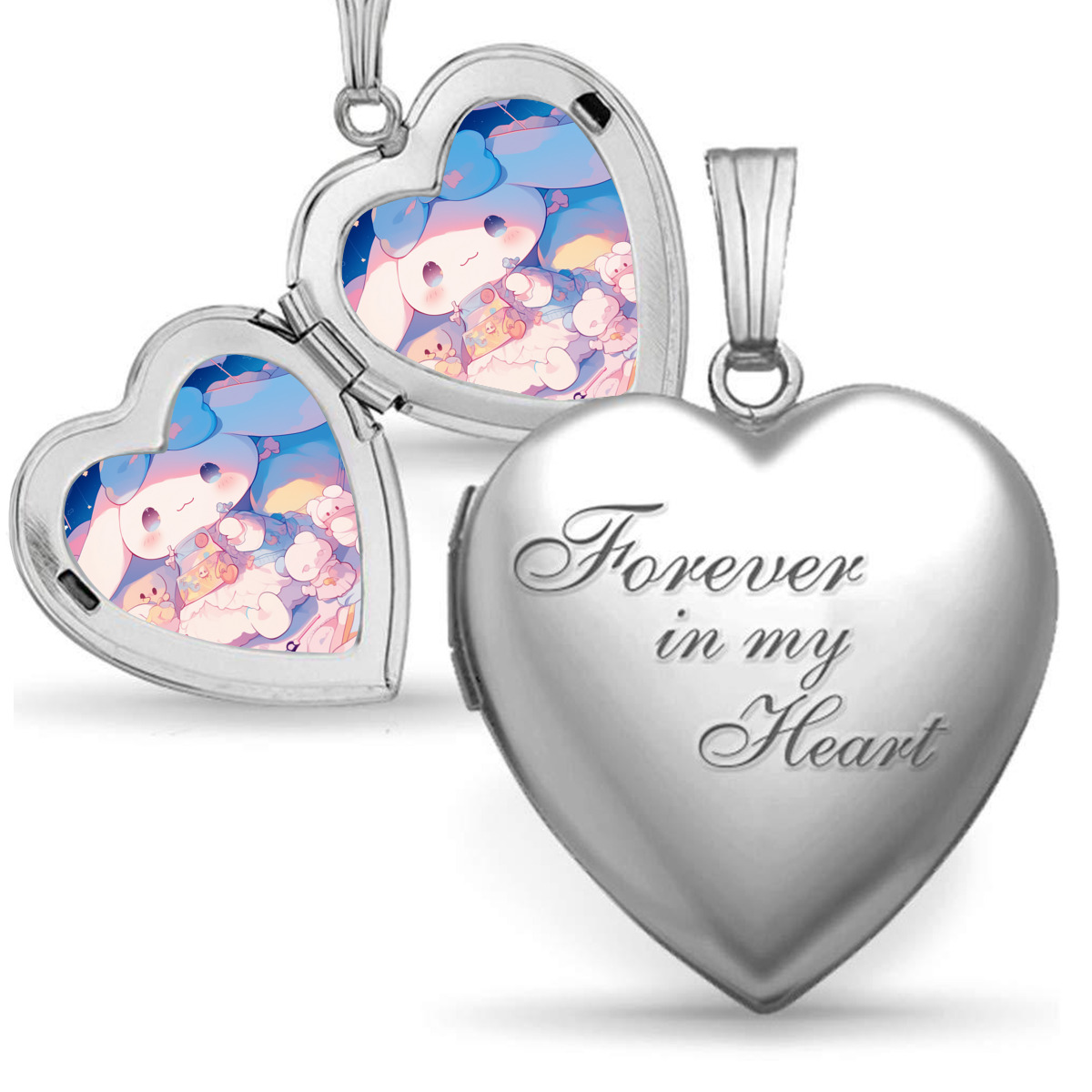 Cinnamoroll Personalized Heart Locket Necklace - Engraved Picture ...