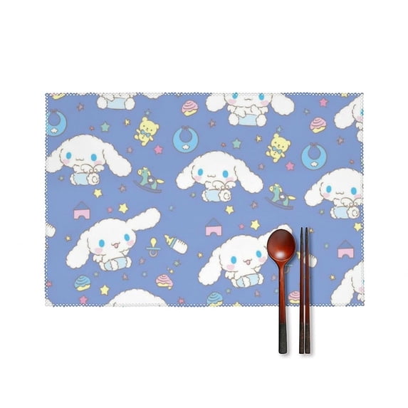 Cinnamoroll Placemats for Dining Table Set of 4, Decorative Place Mats for Kitchen Table Heat Insulation Stain Resistant Table Mats 12 X 18 Inch