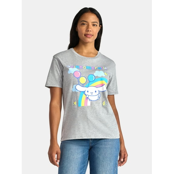 Cinnamoroll Women's Graphic Tee with Short Sleeves, Sizes XXS-XXL
