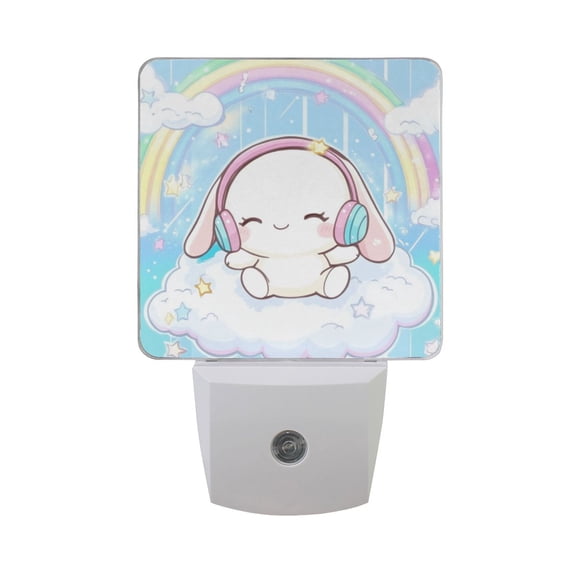 Cinnamoroll Sit on Cloud Wear Headphone Night Light 2 Pack LED Nightlight Plug into Wall Dusk to Dawn Sensor Soft White