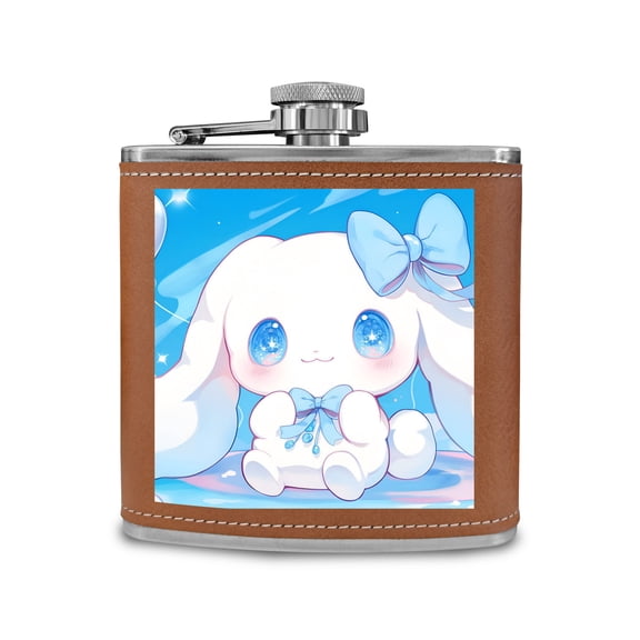 Cinnamoroll Stainless Steel Small Water Bottle Portable Hip Flask Mini Wine Bottle Men's Hip Flask Men's Hip Flask Camping Hip Flask Men's Whiskey Hip Flask Camping Supplies Silver