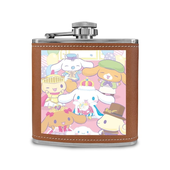 Cinnamoroll Stainless Steel Small Water Bottle Portable Hip Flask Mini Wine Bottle Men's Hip Flask Men's Hip Flask Camping Hip Flask Men's Whiskey Hip Flask Camping Supplies Silver
