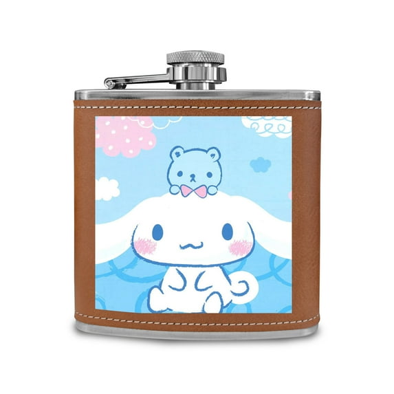 Cinnamoroll Stainless Steel Small Water Bottle Portable Hip Flask Mini Wine Bottle Men's Hip Flask Men's Hip Flask Camping Hip Flask Men's Whiskey Hip Flask Camping Supplies Silver