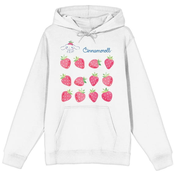 Cinnamoroll Strawberries Women's White Pullover Hoodie-Medium