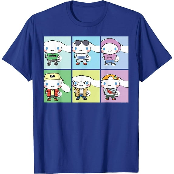 Cinnamoroll Streetwear Squares Collection DTG Print Unisex T-Shirt,Royal Blue Color,Size YS