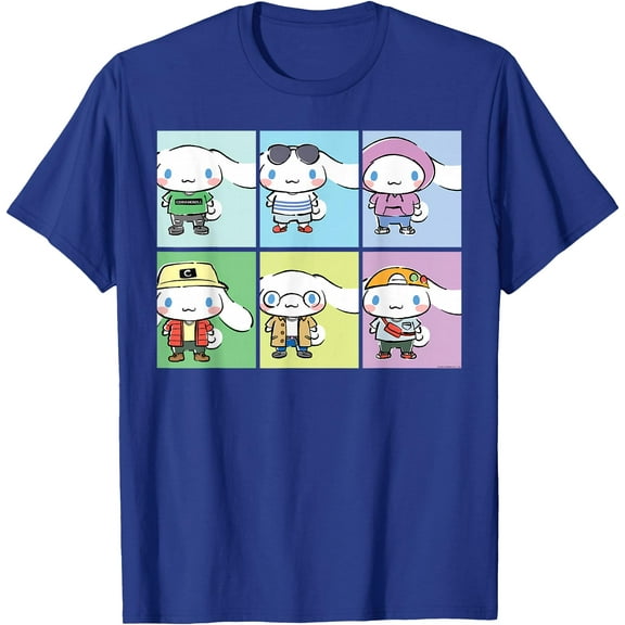 Cinnamoroll Streetwear Squares Collection DTG Print Unisex T-Shirt,Royal Blue Color,Size YXL