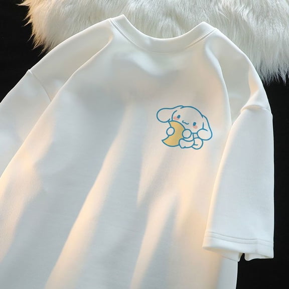 Cinnamoroll Sweet Cartoon Short Sleeved T-shirt for Women in Summer Y2k Sanrio Lovely Casual Tops Loose Oversize Tees Clothes