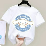 Cinnamoroll T-shirt Sanrio  Short-sleeved New Summer Y2K Clothes Girly Heart Soft Clothes Kawaii Birthday Gift