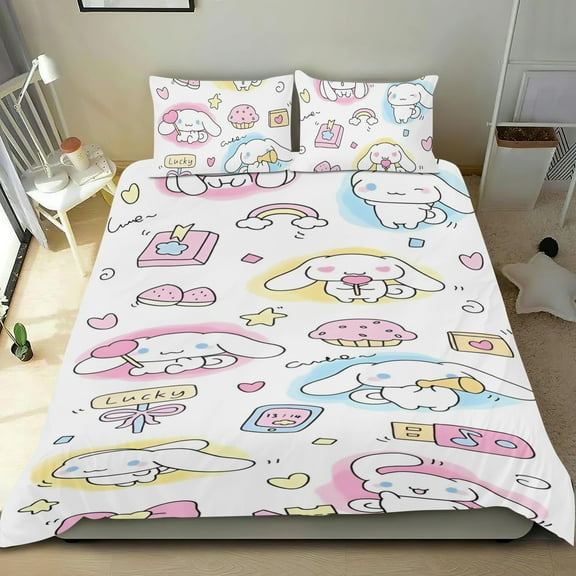Cinnamoroll Themed Bed Sheet Set Three Piece Set 53x79 Inches Comfortable And Skin Friendly Unique Design Creating A Star Studded Night