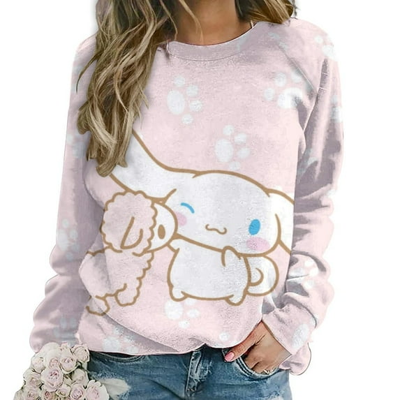 Cinnamoroll Women's Casual Crew Neck Sweatshirt Long Sleeve Pullover Tops