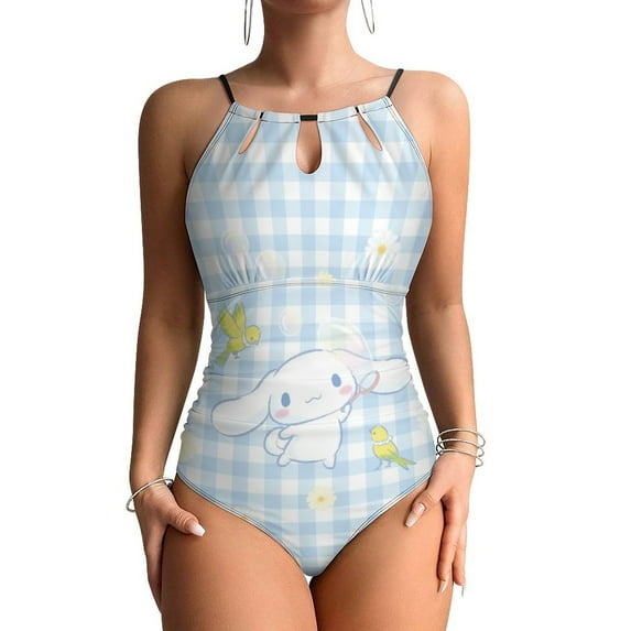 Cinnamoroll Women's One Piece Swimsuit High Neck Tummy Control Swimwear Bathing Suit
