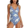thumbnail image 1 of Cinnamoroll Women's One Piece Swimsuit Tummy Control V Neck Bathing Suits, 1 of 7