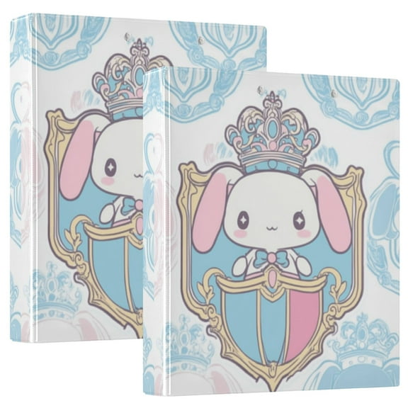 Cinnamoroll with Crown and Shield. Hardcover 3 Ring Binder 1.5” Round Rings Letter Size Paper Pockets for School Office Supplies