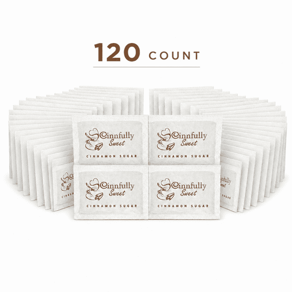 Cinnfully Sweet Cinnamon Sugar Packets, Single-Serve Individual Portion Packs for Coffee, Tea & Breakfast, 120 Count