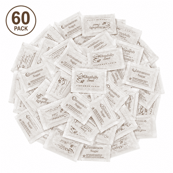 Cinnfully Sweet Cinnamon Sugar Packets, Single-Serve Individual Portion Packs for Coffee, Tea & Breakfast, 60 Count