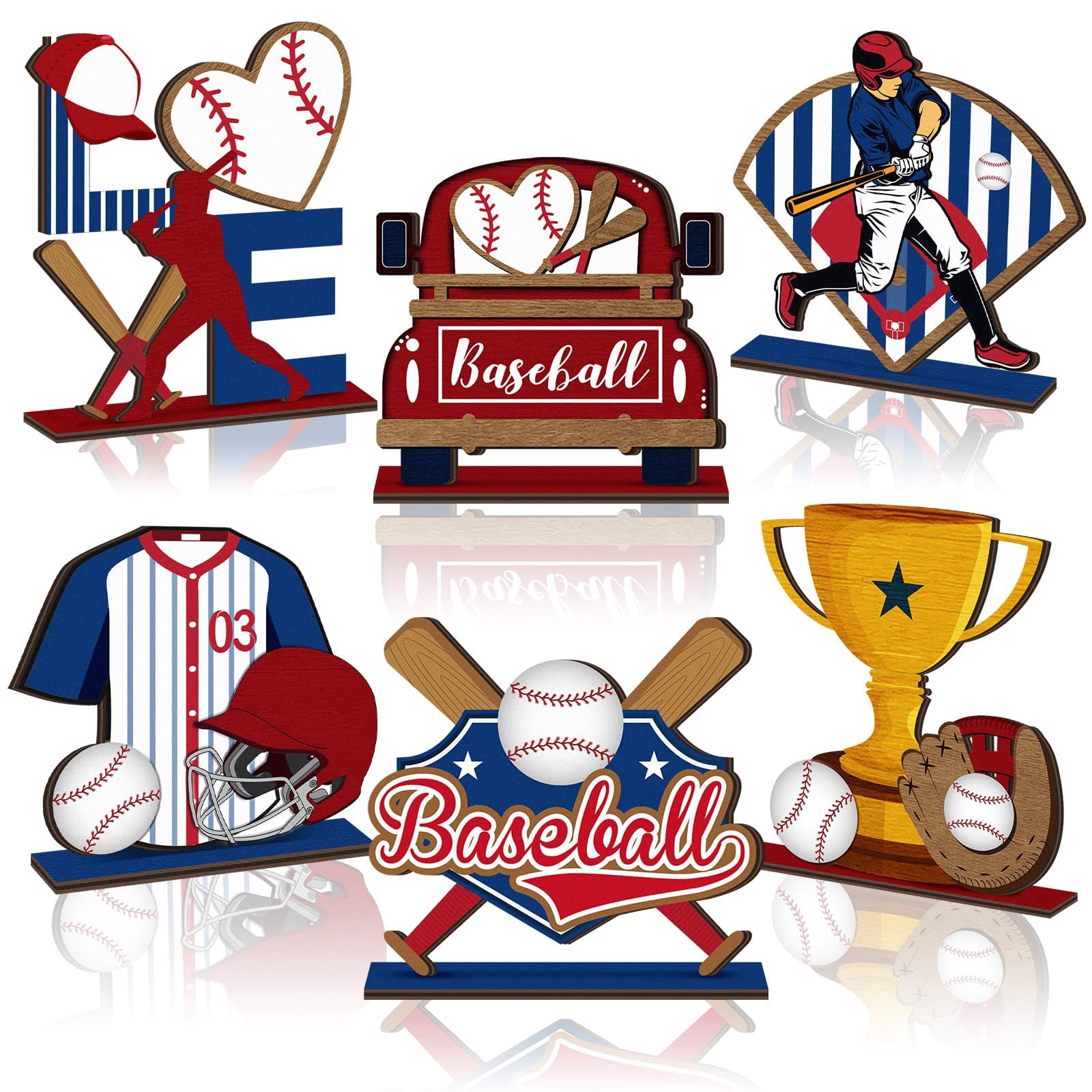 Cinnvoice 6 Pcs Baseball Party ATT1Decorations Baseball Centerpieces