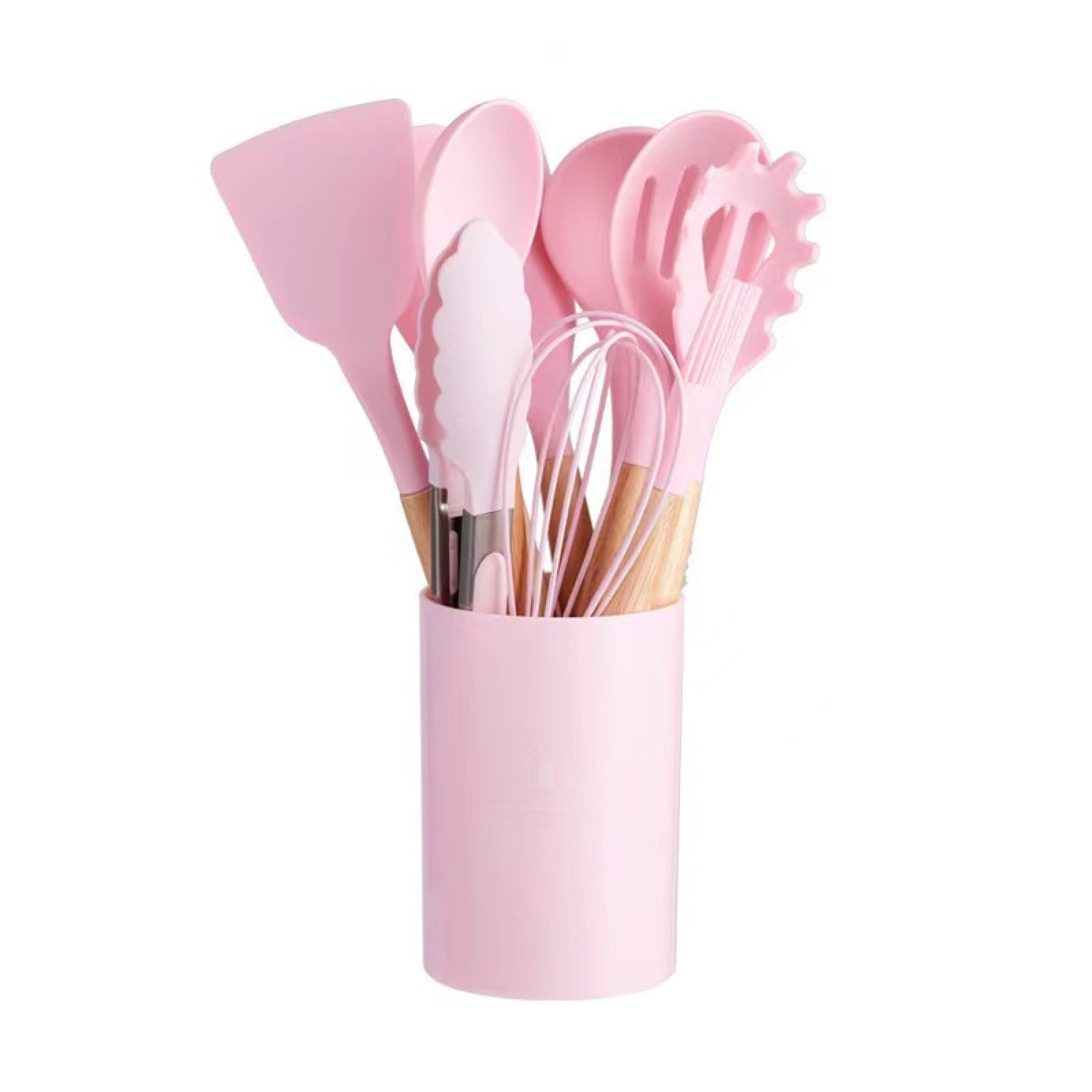 Cinny 12-Piece Non-Stick Silicone Kitchen Utensil Set with Wooden Handles - Modern and Stylish ...