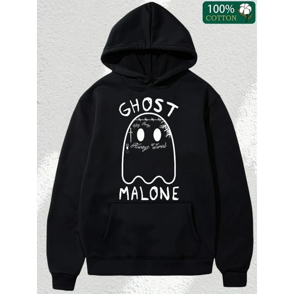 Cinolinkintera Men's Cotton Hoodie Ghost Malone Shirt Funny Halloween Sweatshirt Cute Ghost Trendy Halloween, Halloween Pumpkins Print Casual Relaxed Soft Knit Pullover Hoodie Sweatshirt