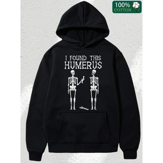 Cinolinkintera Men's Cotton Hoodie Mens I Found This Humerus Funny Spooky Skeleton Halloween-Man's Halloween Hoodies, Halloween Pumpkins Print Casual Relaxed Soft Knit Pullover Hoodie Sweatshirt