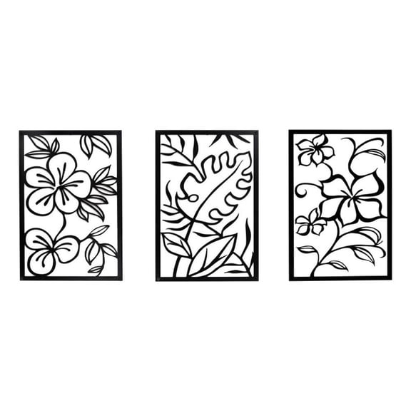 Cinq 3 Piece Set Wall Decor-Black Rectangular Metal Frame