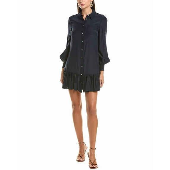 Cinq à Sept womens Lelaina Silk Shirtdress, 12, Blue
